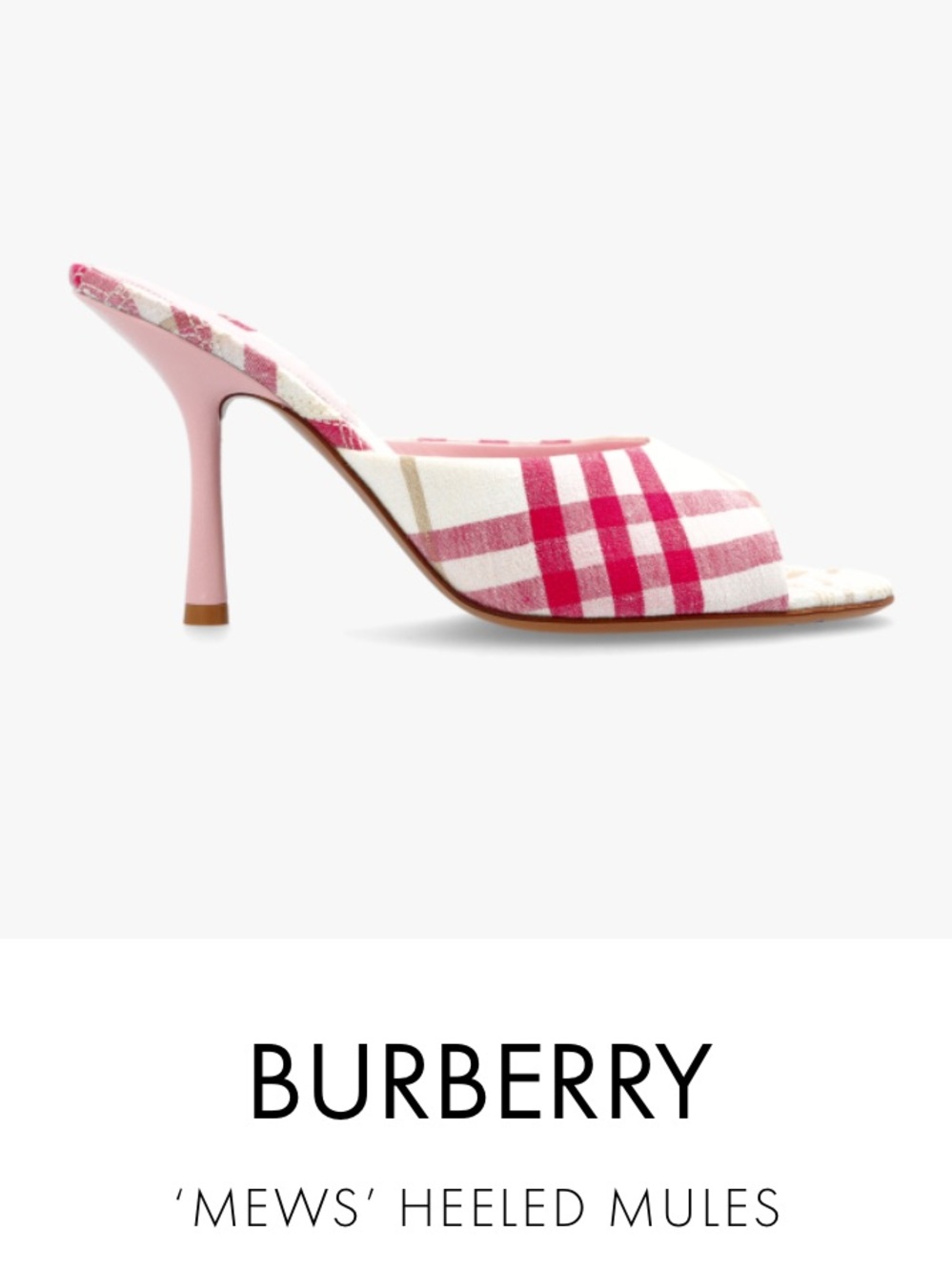 WANTED- ISO!! Burberry Pink and White Gingham Heeled Mules size 41.5-42